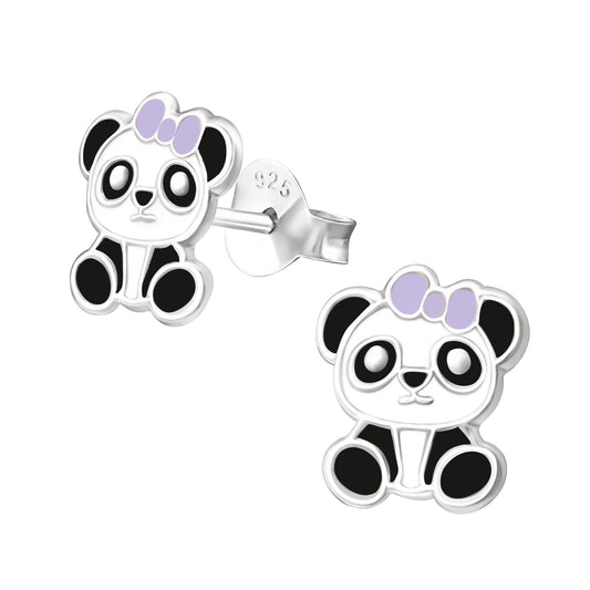 panda children's ear studs sterling silver 