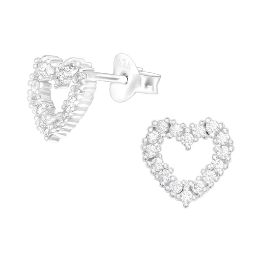 heart shaped sterling silver studs