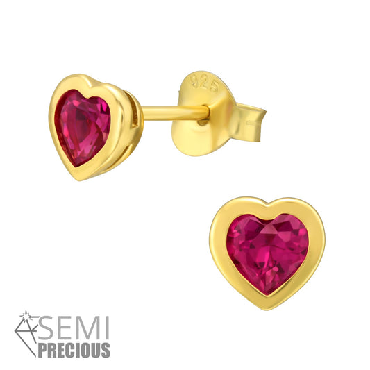 semi-precious ruby ear studs 