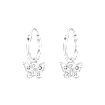 Girls butterfly earrings sterling silver