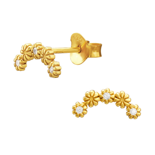 Floral Climber Studs Sterling Silver Gold Plated