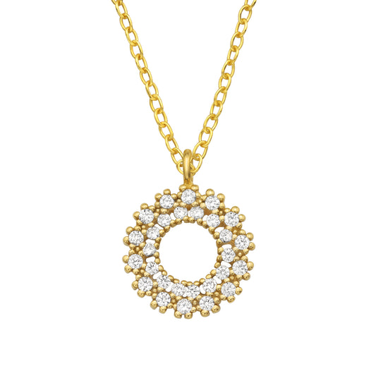 Circle sterling silver necklace for girls 14k gold plated